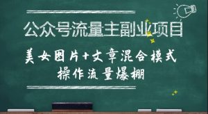 公众号流量主副业项目,美女图片+文章混合模式操作流量爆棚-木石资源网