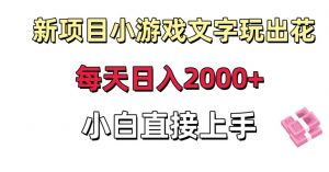 新项目小游戏文字玩出花日入2000+，每天只需一小时，小白直接上手【揭秘】-木石资源网