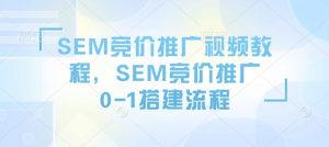 SEM竞价推广视频教程，SEM竞价推广0-1搭建流程-木石资源网