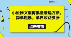 小说推文混剪批量搬运方法,简单粗暴,单日收益多张-木石资源网