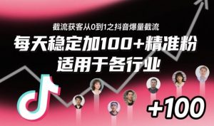 截流获客从0到1之抖音爆量截流,每天稳定加100+精准粉,适用于各行业-木石资源网