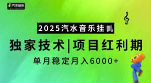 2025汽水音乐挂JI,独家技术,项目红利期,稳定月入5k【揭秘】-木石资源网
