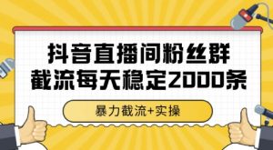 抖音直播间粉丝群截流，稳定采集数据全行业通用 2000条数据一天【揭秘】-木石资源网
