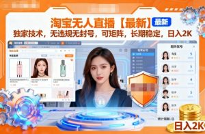 淘宝无人直播【最新】，独家技术，无违规无封号，可矩阵，长期稳定，日入2K【揭秘】-木石资源网