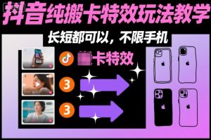 某社群抖音纯搬卡特效玩法教学，长短都可以，不限手机-木石资源网