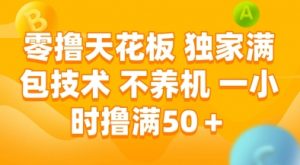 零撸天花板，独家满包技术，不用养机，一小时撸满50+，收益稳定【揭秘】-木石资源网