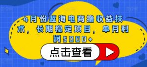4月份蓝海电商撸收益技术，长期稳定项目，单月利润5000+【揭秘】-木石资源网
