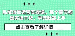 私域流量运营实操课,每个章节都是实操干货,学完就能上手-木石资源网