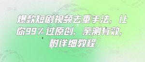 爆款短剧视频去重手法，让你99%过原创，亲测有效，附详细教程-木石资源网