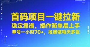 首码项目一键拉新，稳定靠谱，操作简单易上手，单号一小时70+，批量做每天多张【揭秘】-木石资源网