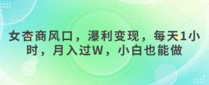 女杏商风口,瀑利变现,每天1小时,月入过W,小白也能做-木石资源网
