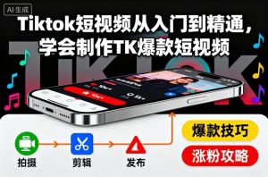 Tiktok短视频从入门到精通,学会制作TK爆款短视频-木石资源网