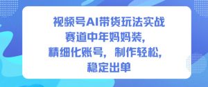 视频号AI带货玩法实战,赛道中年妈妈装,精细化账号,制作轻松,稳定出单-木石资源网