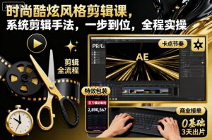 时尚酷炫风格剪辑课,系统剪辑手法,一步到位,全程实操-木石资源网