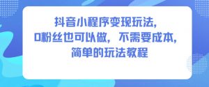 抖音小程序变现玩法，0粉丝也可以做，不需要成本，简单的玩法教程-木石资源网