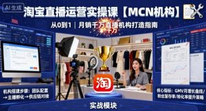 淘宝直播运营实操课【MCN机构】,从0到1做一家月销千W的直播机构-木石资源网