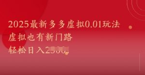 2025最新多多虚拟0.01玩法!虚拟也有新世界,轻松日入1k+-木石资源网