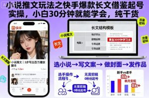 小说推文玩法之快手爆款长文借鉴起号实操，小白30分钟就能学会，纯干货-木石资源网