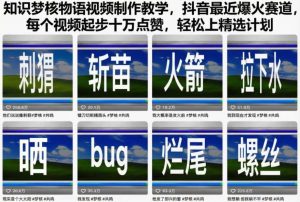知识梦核物语视频制作教学，抖音最近爆火赛道，每个视频起步十万点赞，轻松上精选计划-木石资源网