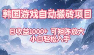 韩国游戏自动搬砖项目，日收益1k+，可矩阵放大，小白轻松入手【揭秘】-木石资源网