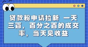 贷款粉申请拉新，一天三张，百分之百的成交率，当天见收益【揭秘】-木石资源网