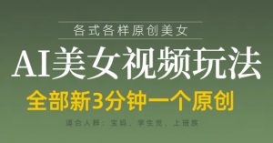 各类AI美女视频玩法,3分钟一个原创,当天可变现-木石资源网