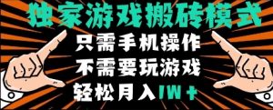 独家游戏搬砖模式,单手机即可操作,全自动挂机,无需玩游戏,月入1W+【揭秘】-木石资源网