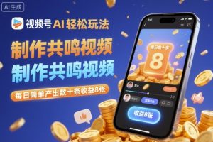 视频号AI轻松玩法，制作共鸣视频，每日简单产出数十条收益8张-木石资源网