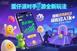 蛋仔派对手游全新玩法，轻松日入1k+，风口信息差玩法，当天见收益，小白一部手机可操作-木石资源网