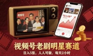 视频号老剧明星赛道,日入5张,人人可做,每天2小时-木石资源网