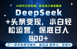 DeepSeek+头条变现,保姆级教学,小白轻松上手,日入8张+【揭秘】-木石资源网