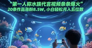 第一人称水族代言视频条条爆火，20条作品涨粉8.5W，小白轻松月入五位数-木石资源网