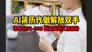 AI简历代做解放双手,客单价50-300不等,既能挣钱又能囤粉-木石资源网