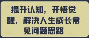 提升认知,开悟觉醒,解决人生成长常见问题思路-木石资源网