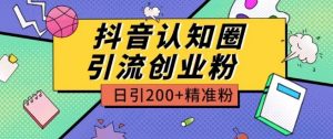外面收费3980抖音认知圈引流创业粉玩法日引200+精准粉【揭秘】-木石资源网