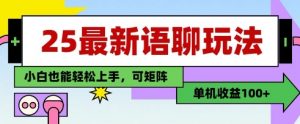 25年最新语聊玩法,纯手工,单机收益100+,小白也能轻松上手,可矩阵操作-木石资源网