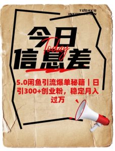 5.0闲鱼引流爆单秘籍,日引300+创业粉,稳定月入过W-木石资源网