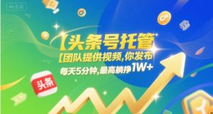 【头条号托管 】团队提供视频,你发布,每天5分钟,最高躺挣1W+【揭秘】-木石资源网
