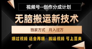 视频号无脑搬运新技术,破原创壕流量,独家方式,爆过视频,还会再爆【揭秘】-木石资源网