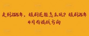 走到2025年,短剧还能怎么玩?短剧25年4月份搞钱方向-木石资源网