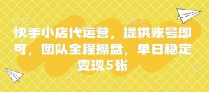快手小店代运营,提供账号即可,团队全程操盘,单日稳定变现5张【揭秘】-木石资源网