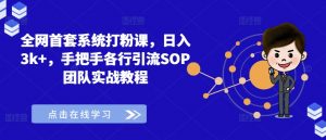 全网首套系统打粉课,日入3k+,手把手各行引流SOP团队实战教程-木石资源网