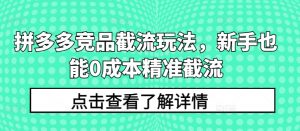 拼多多竞品截流玩法,新手也能0成本精准截流-木石资源网