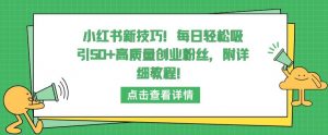 小红书新技巧,每日轻松吸引50+高质量创业粉丝,附详细教程【揭秘】-木石资源网