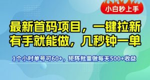 最新首码项目，一键拉新有手就能做，几秒钟一单，1个小时单号可60+，矩阵批量做每天5张【揭秘】-木石资源网