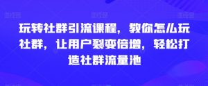 玩转社群引流课程，教你怎么玩社群，让用户裂变倍增，轻松打造社群流量池-木石资源网
