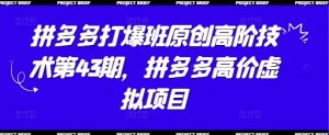 拼多多打爆班原创高阶技术第43期,拼多多高价虚拟项目-木石资源网