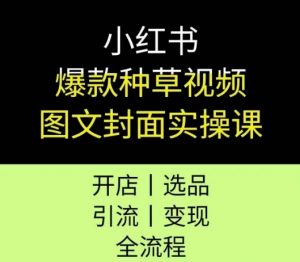 小红书爆款种草视频图文封面实操课,开店、选品、引流、变现全流程-木石资源网