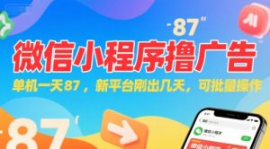 微信小程序看广告，单机一天87，新平台刚出几天，可批量操作，日入5张-木石资源网