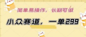 小众赛道，一单299.简单易操作，长期可做【揭秘】-木石资源网